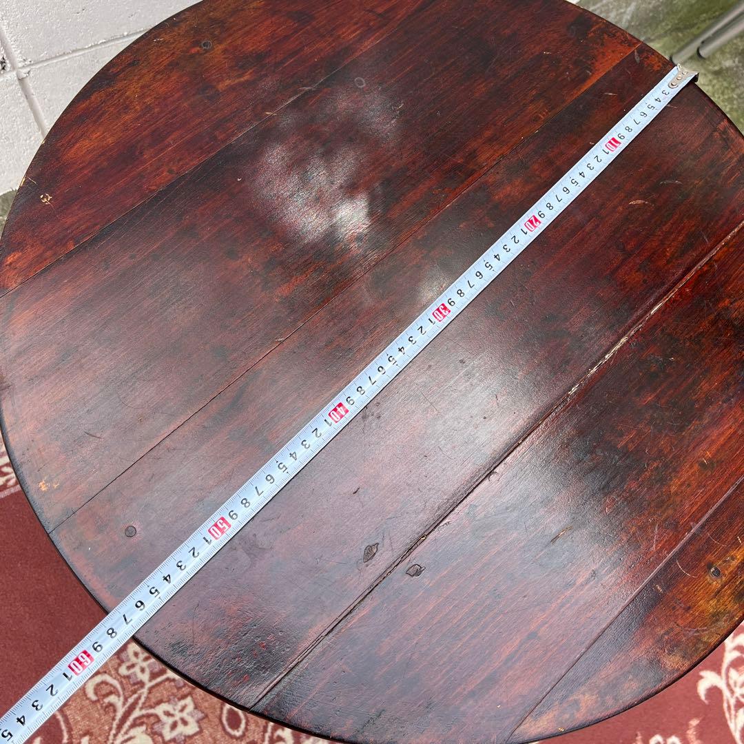 古家具ビンテージ品◾️木製無垢材 丸テーブル/ ラウンドテーブル 飾り台 花台