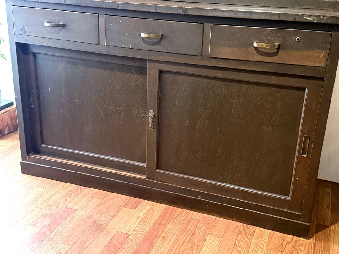 古家具 ガラス引戸 水屋箪笥
