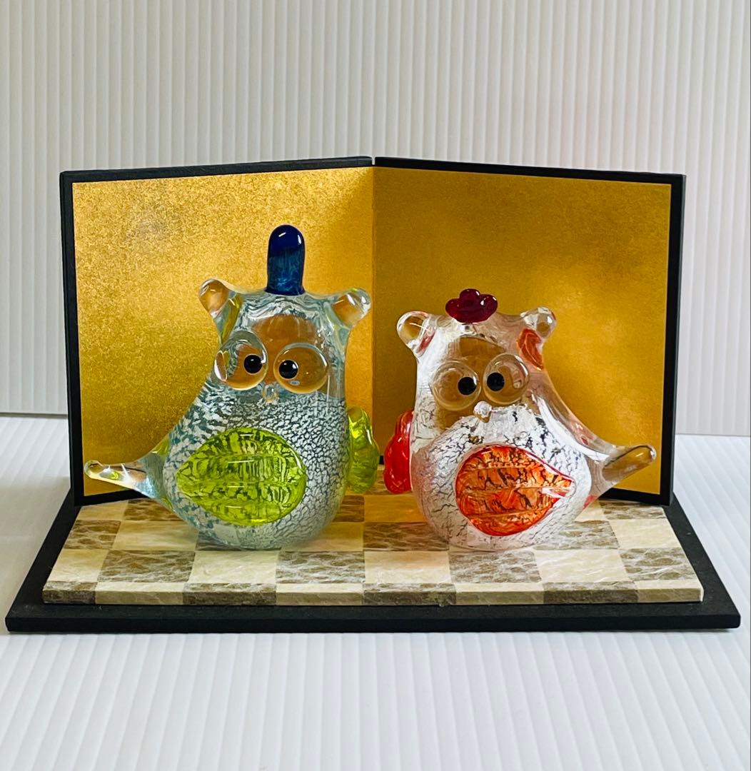 博多びーどろ粋工房　ガラスふくろうお雛様