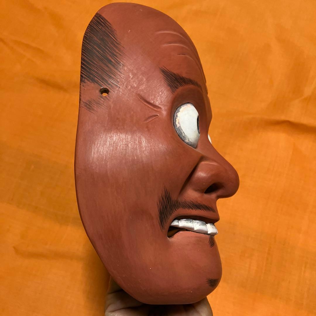 美品　能面　とびで　木彫り　手彫り