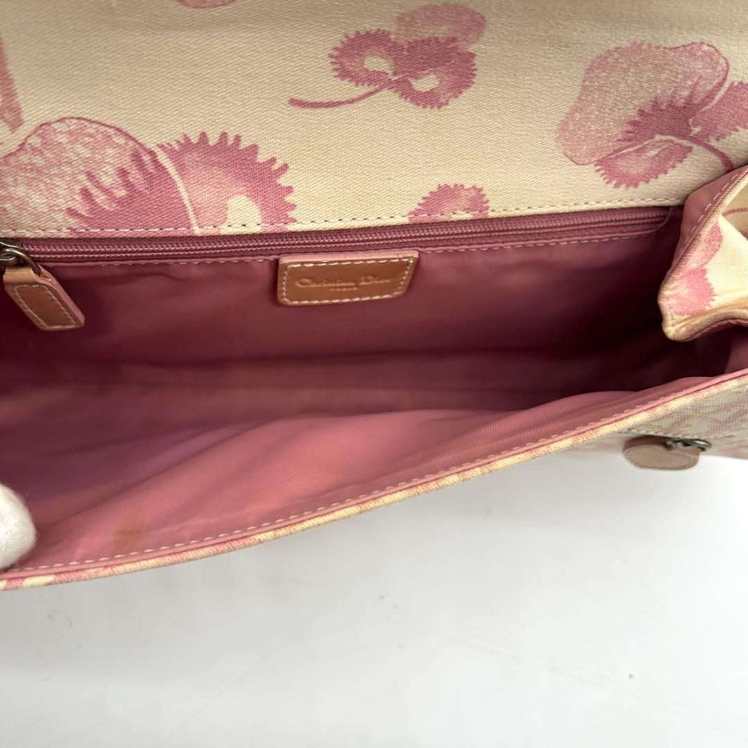 【稀少】クリスチャンディオール フローラ ショルダーバッグ キャンバス ピンク