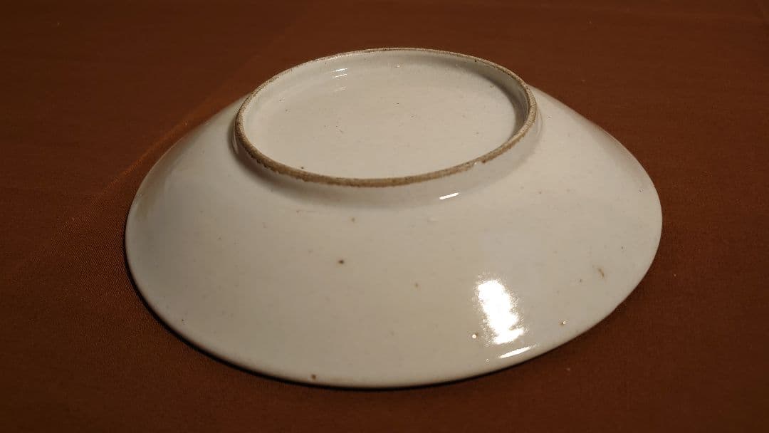 古九谷　九谷焼　春日山窯　若杉窯　赤絵　扇文　丸皿　アンティーク九谷焼　１客