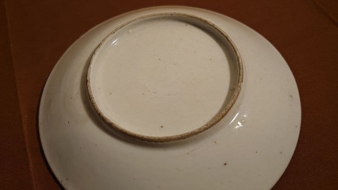 古九谷　九谷焼　春日山窯　若杉窯　赤絵　扇文　丸皿　アンティーク九谷焼　１客