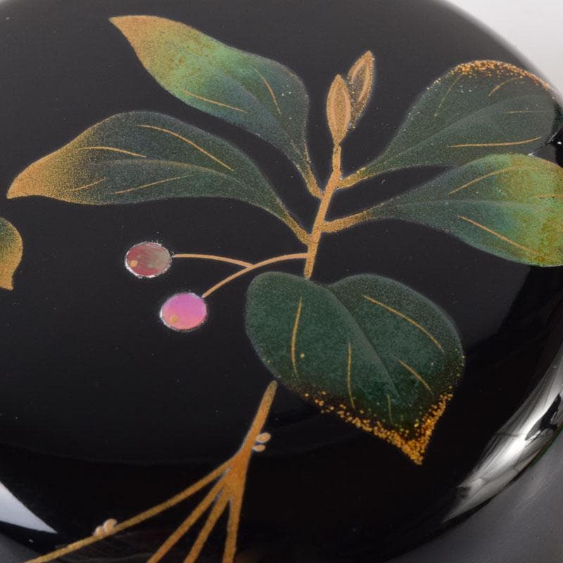 茶道具　輪島塗　小池敏夫（静峯）作　螺鈿装飾　草文　棗　共箱　V　8274