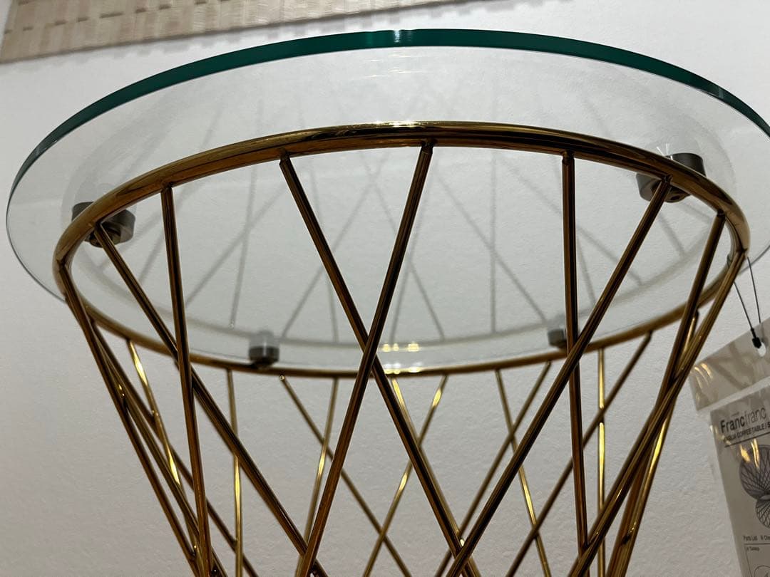 フランフラン　マーリアサイドテーブル　クリア×ゴールド φ500