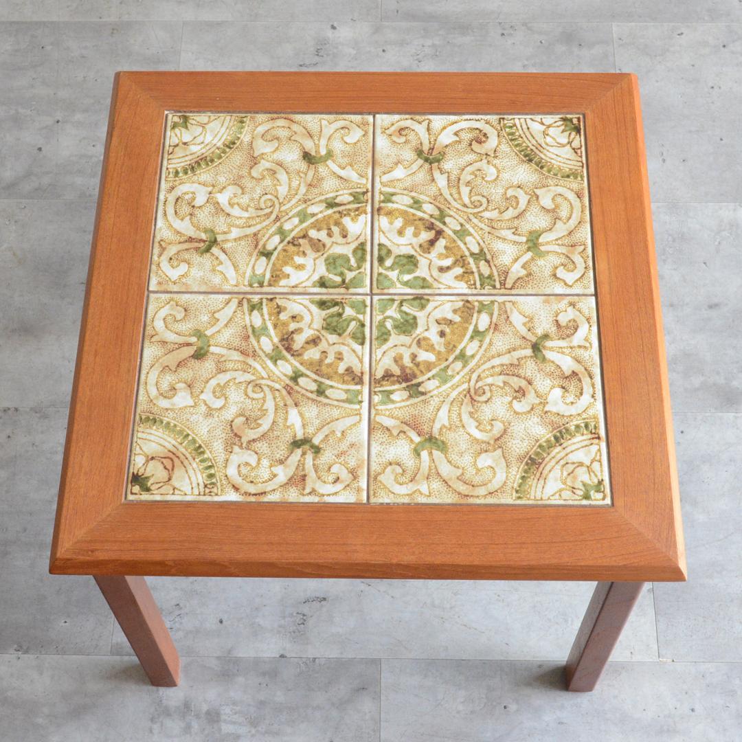 Ran　デンマーク タイルトップ チーク サイドテーブル 北欧家具