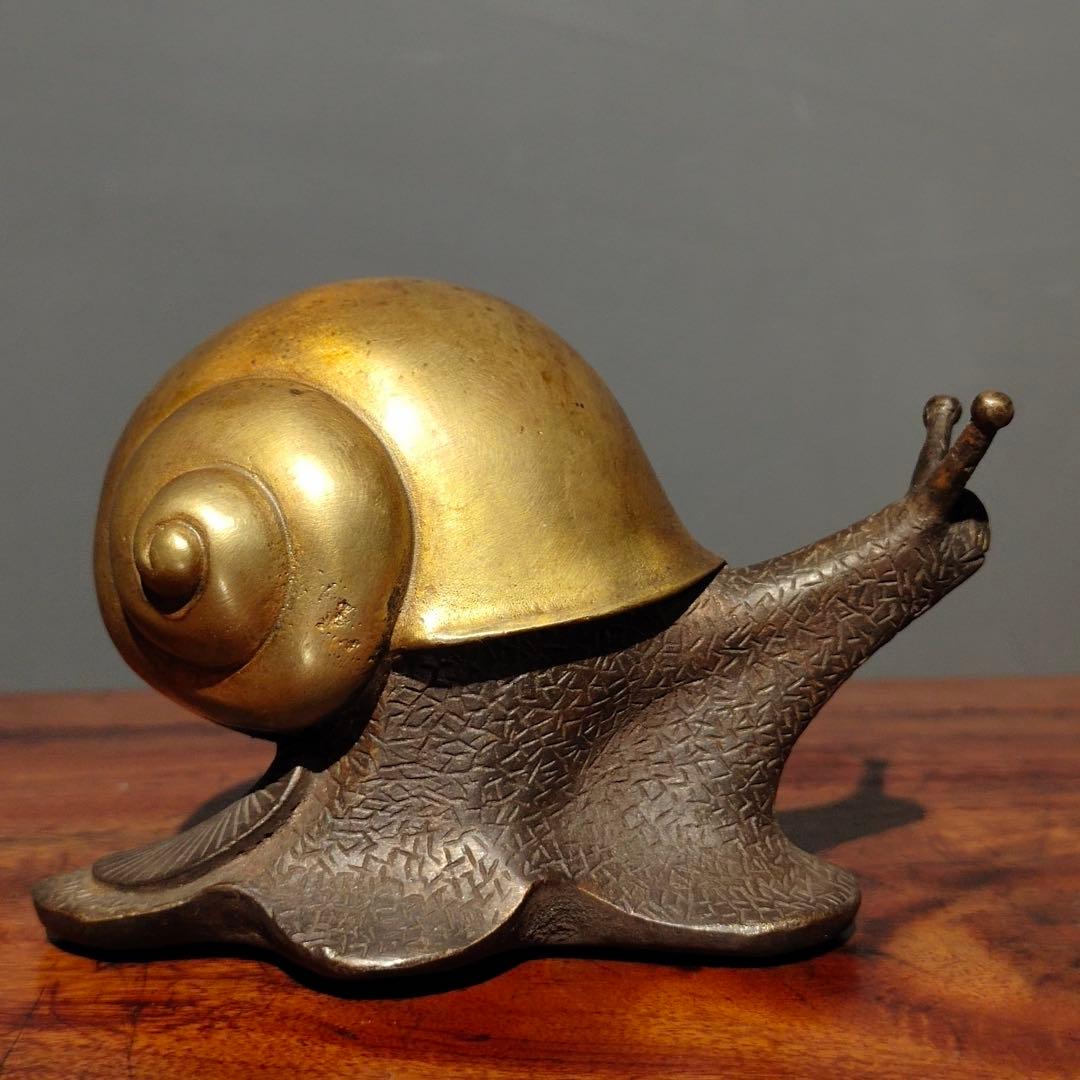 銅製 文房置物　蜗牛（カタツムリ）銅製　筆置き