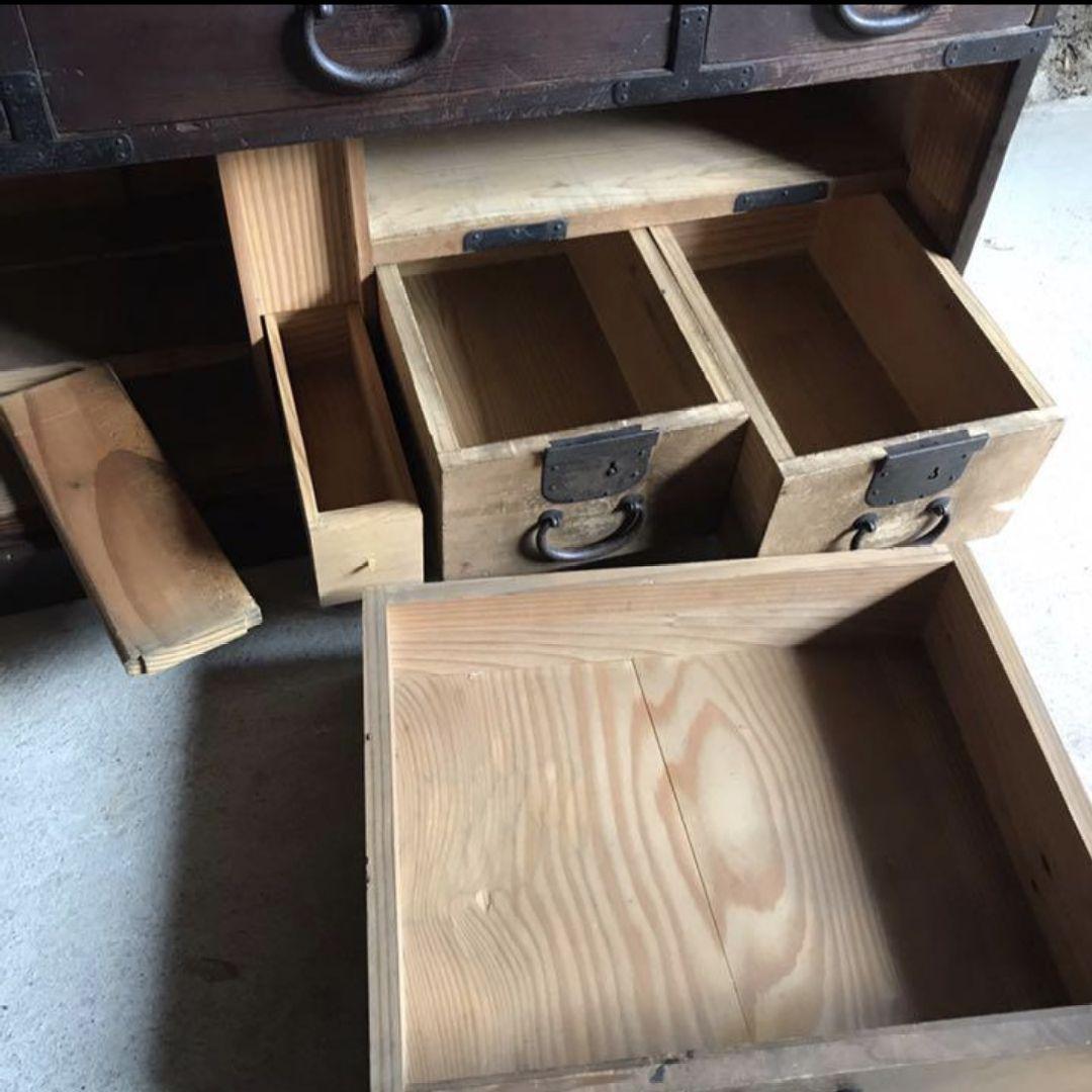 帳場箪笥 タンス 食器 棚 水屋 収納 アンティーク レトロ 古材 引き出し