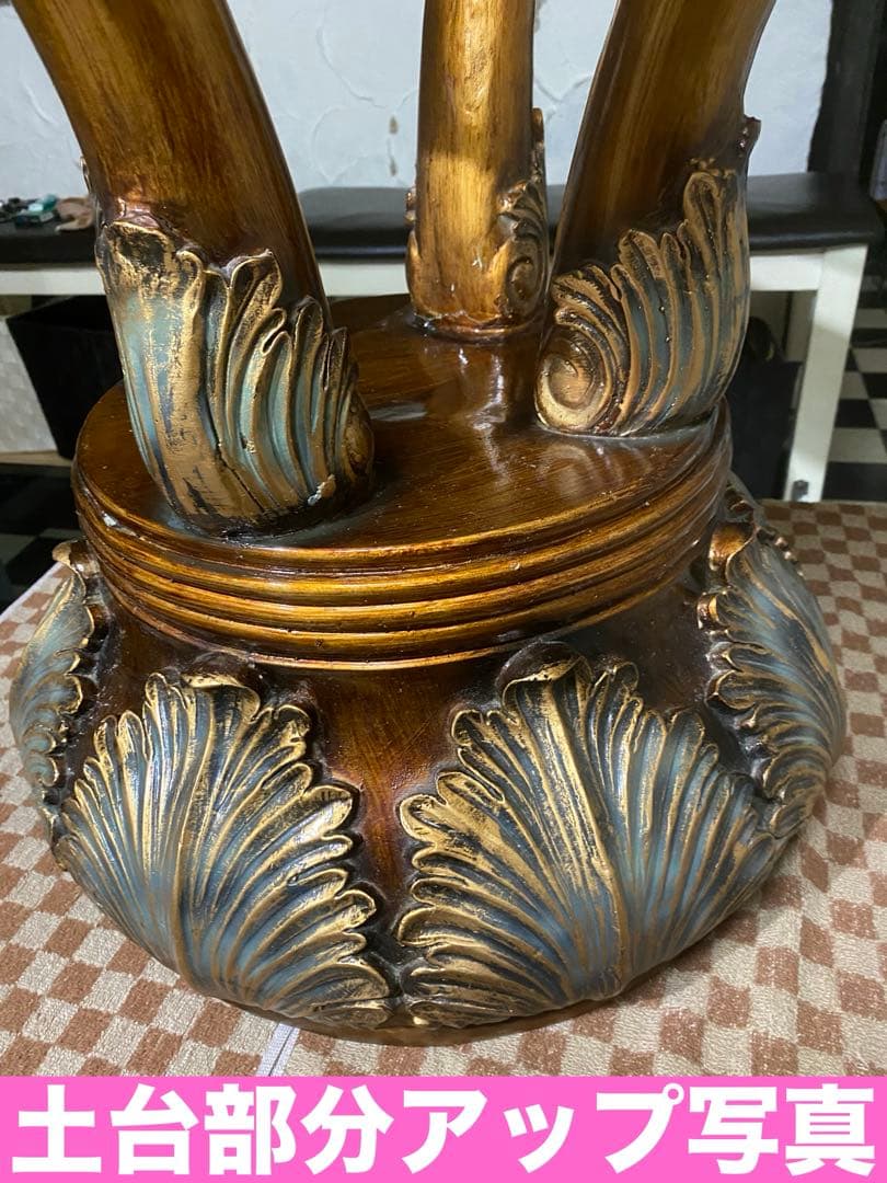 超希少♦️デザイン♦️最高級 彫刻ラウンド天板♦️アンティーク ガラステーブル♦️送料込