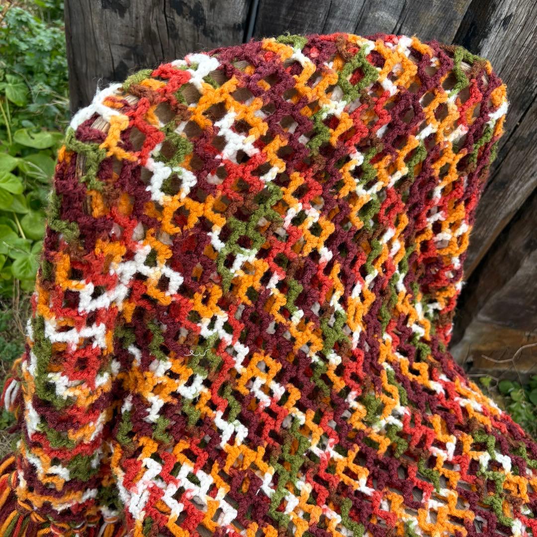 【USA vintage】グラニーブランケット レトロカラー アメリカビンテージ