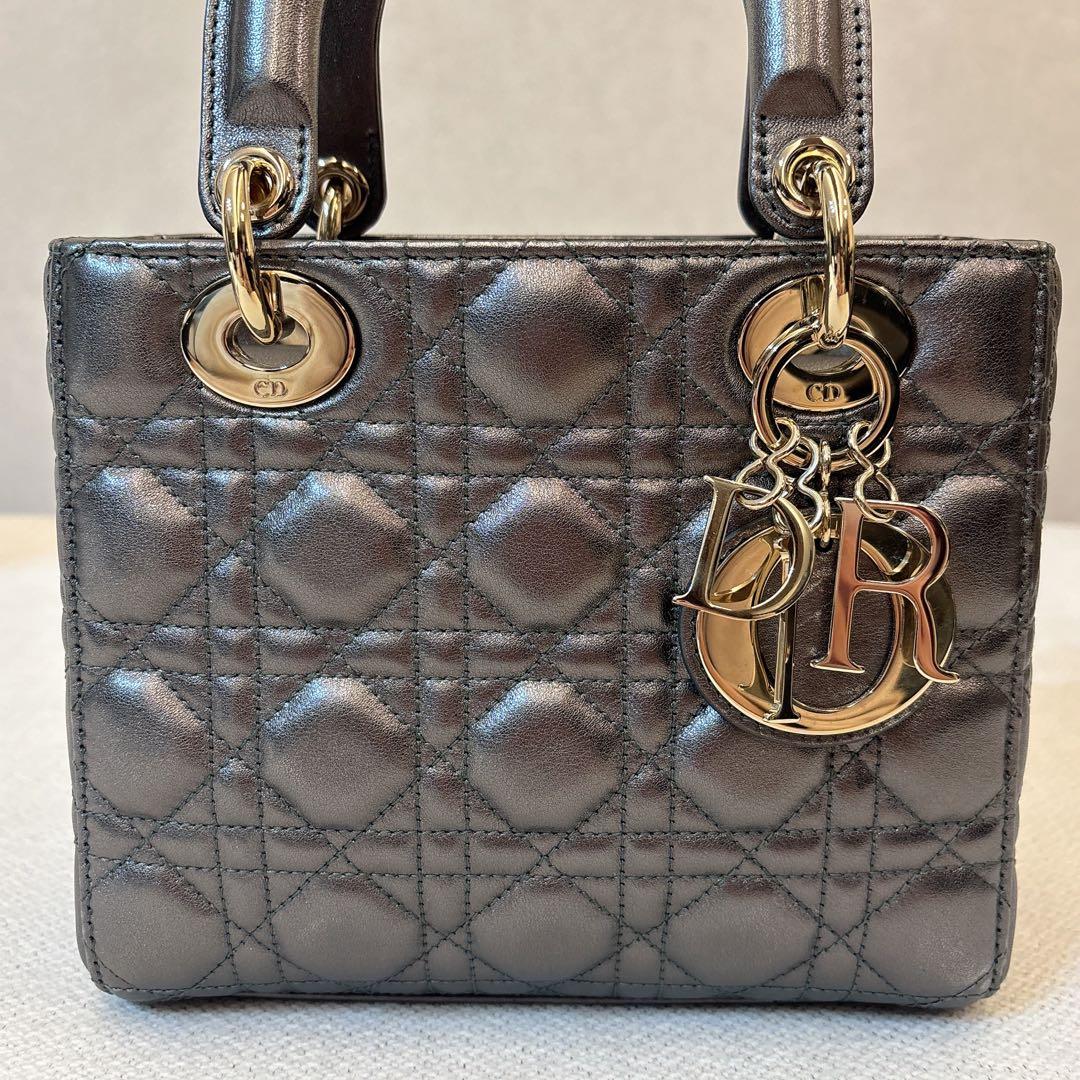 DIOR レディディオールスモール Lady Dior グレー バッグ