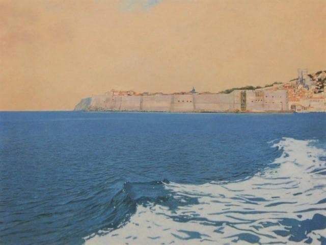 北村巖、【城塞の街】、希少な額装用画集より、新品額装付