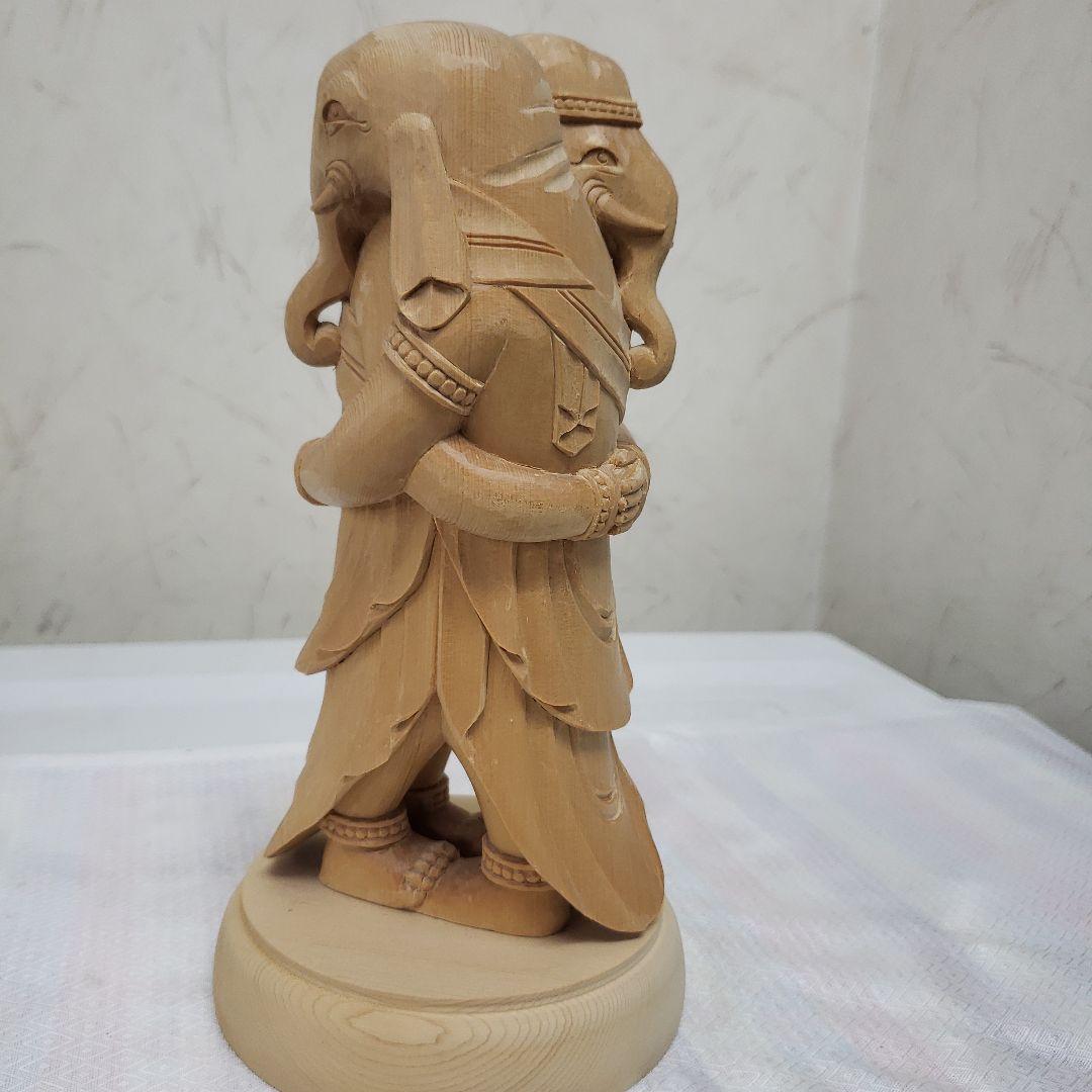 Ｂフライデー蔵出し特価ヒバ材 歓喜天 約21cm◆大聖歓喜天 象鼻天 ガネーシャ