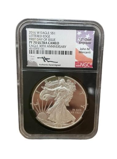 【最高鑑定】2016W シルバーイーグル 銀貨 NGC PF70 UC 署名入