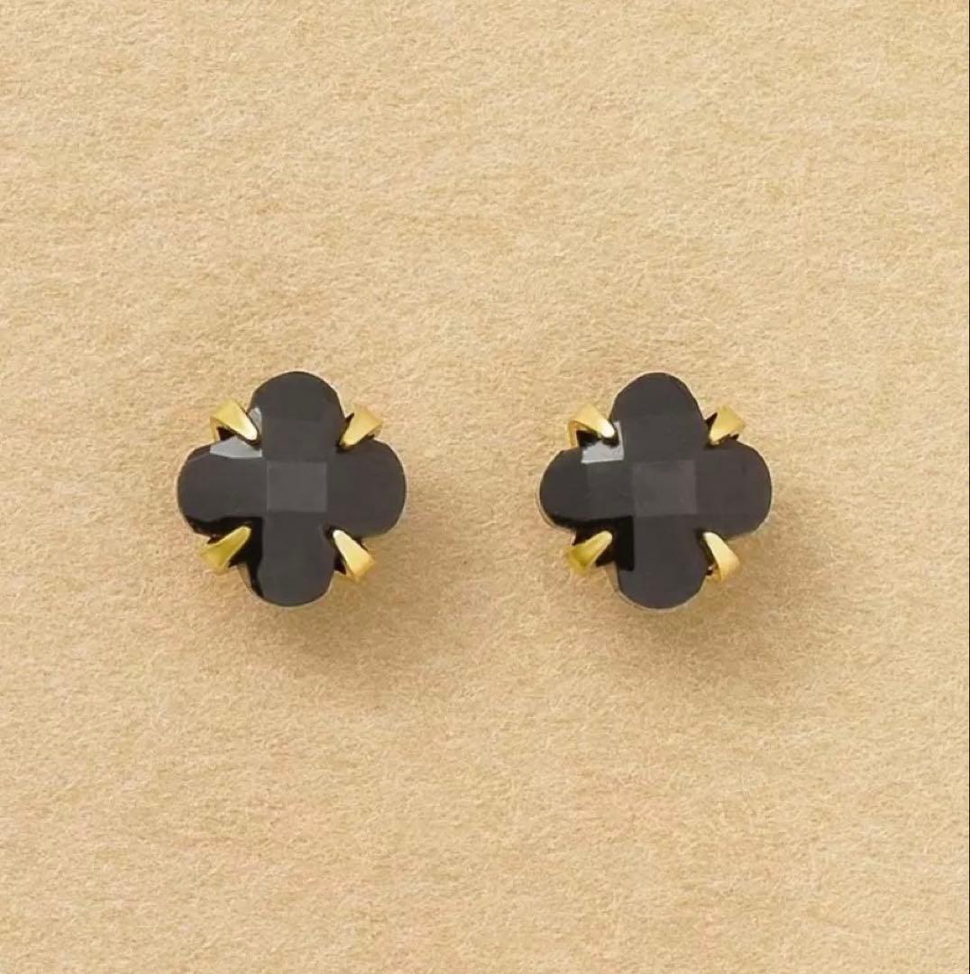 最終価格TAKE-UP K18リリィカットオニキスピアス( YG)保証書付