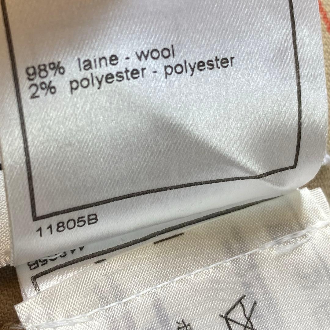 シャネル ココボタン 羊毛 サイズ42 ワイドパンツ オレンジストライプ