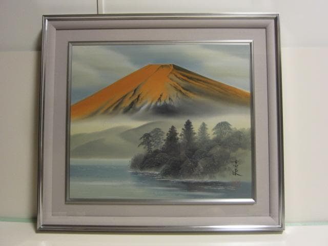 真作　日本画　堀江京泉　赤富士　曙富士　金運　絵画