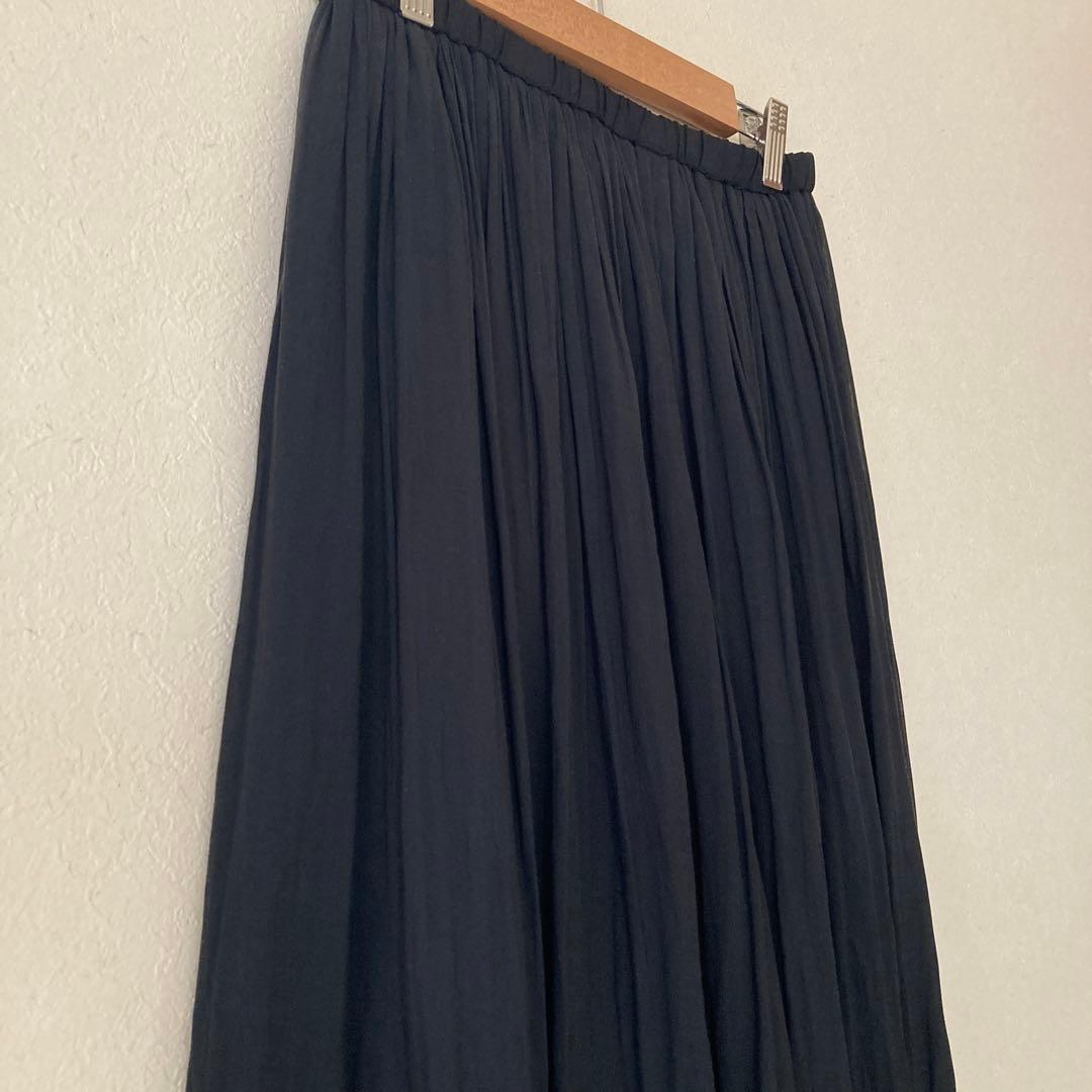 ビアズリー　BEARDSLEY シワシフォンギャザーパンツ　黒　サイズF