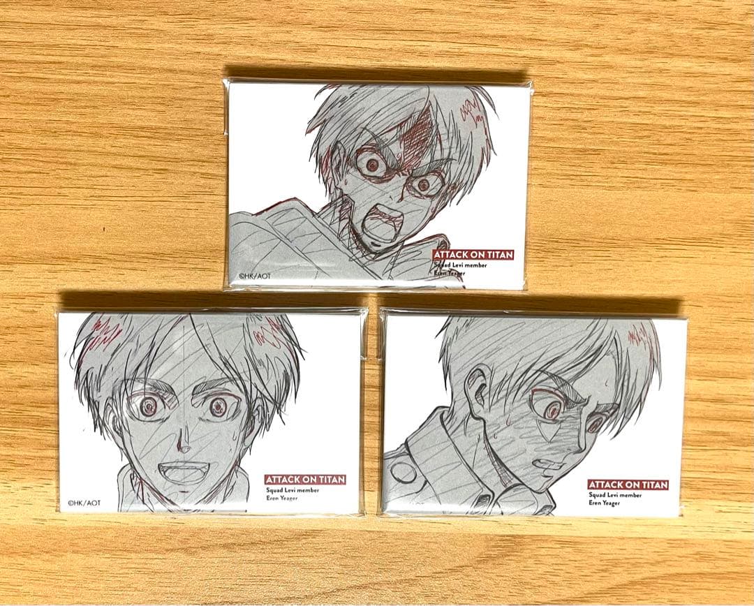進撃の巨人 WIT STUDIO スクエア缶バッジ エレン　３種セット
