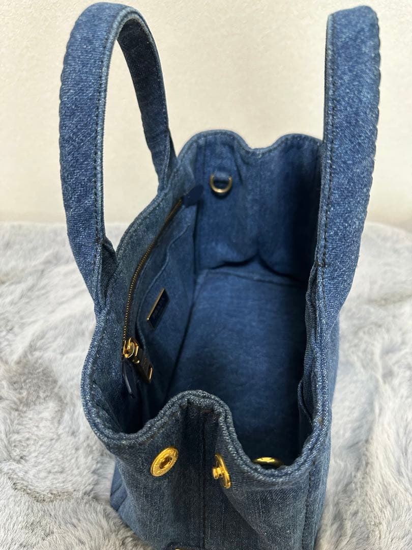 美品 PRADA カナパ 2WAYバッグ TUサイズ デニムブルー系1BG439