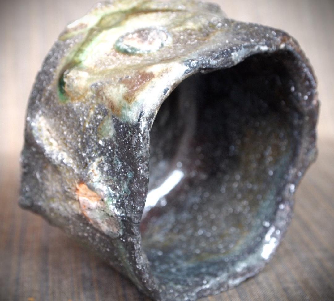 最上作★新学【師＆父：新歓嗣】★伊賀鎬茶碗★ビードロ★共箱・共布