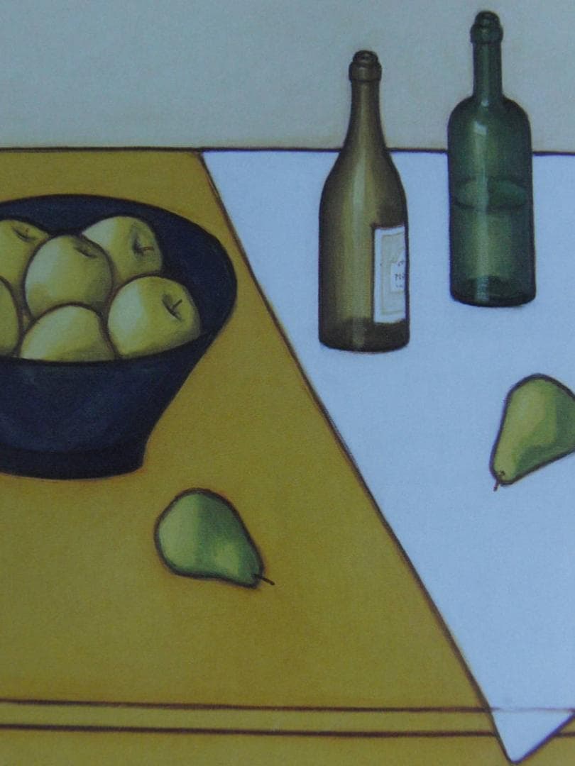 笠井誠一、【ボトルのある卓上静物】、希少な額装用画集より