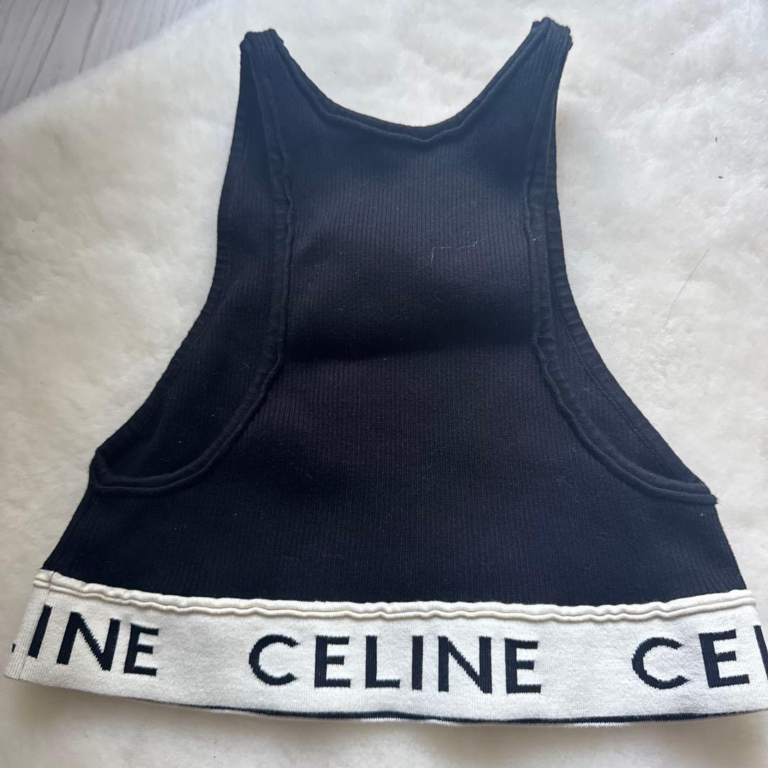 CELINE ブラック リブ タンクトップ XS