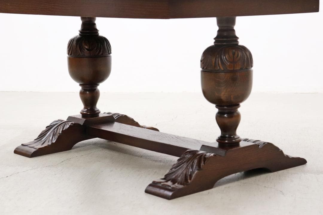 英国 イギリス ヴィンテージ オーク材 本革 センターテーブル クラシカル