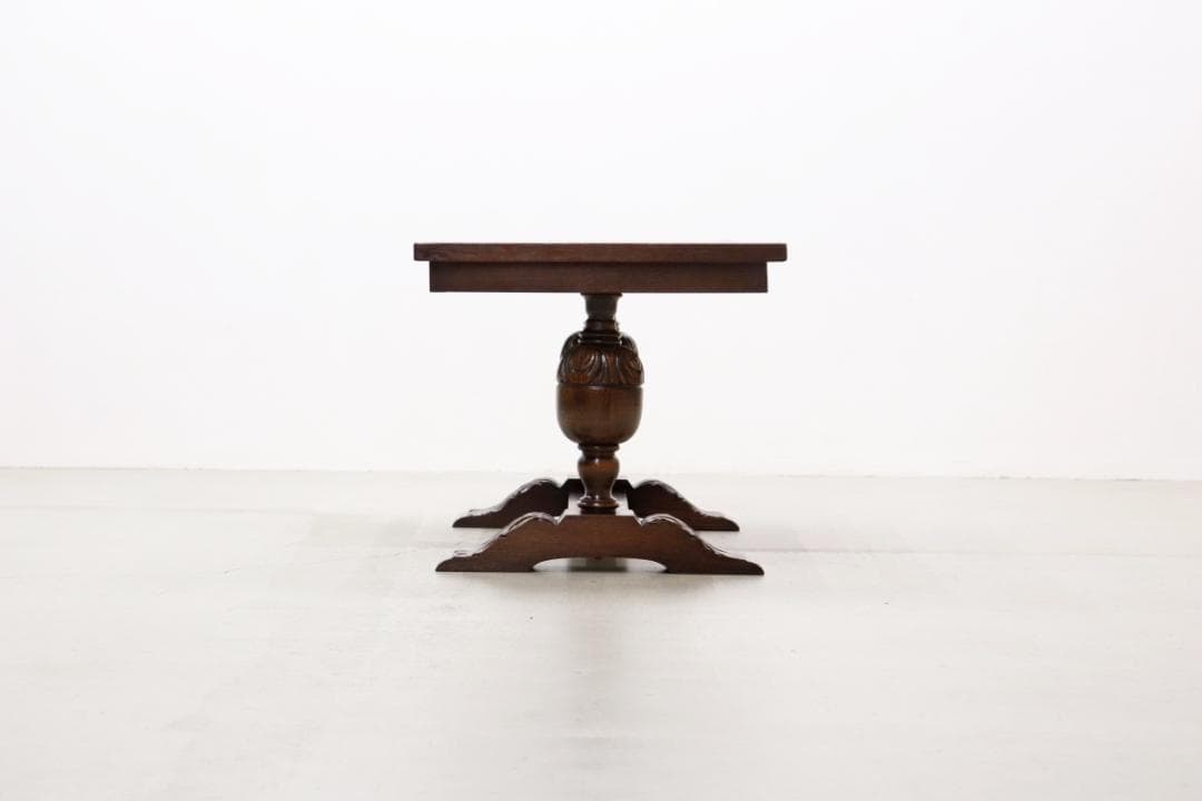 英国 イギリス ヴィンテージ オーク材 本革 センターテーブル クラシカル