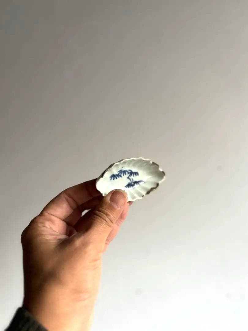 756 骨董 アンティーク 古伊万里 舟型松林文様豆皿 3点組 醤油皿 金継ぎ