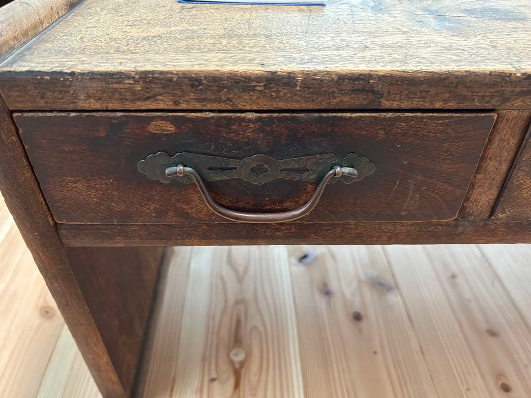 木製　文机　昭和レトロ　アンティーク　ビンテージ　古道具　引き出し付き