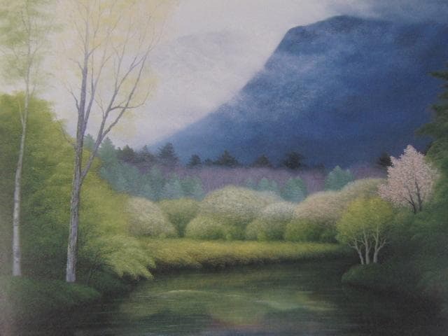 岡田昌壽、【春彩】、希少な額装用画集より、新品額装付