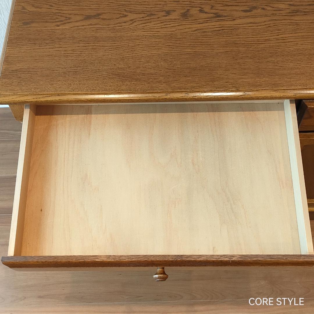 アンティークデスク 片袖机 オーク　ろくろ脚　A33