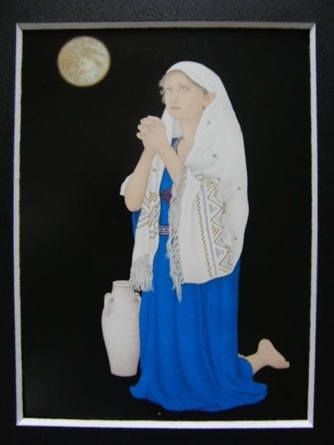 栗原喜衣子【祈る人】希少画集画、状態良好、新品高級額装付