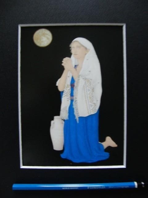 栗原喜衣子【祈る人】希少画集画、状態良好、新品高級額装付