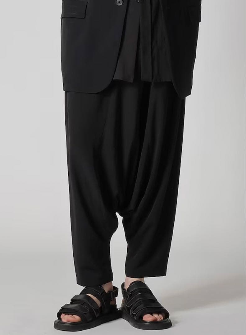 試着のみ美品 ヨウジヤマモトプールオム サルエルパンツ 黒 トリアセテート 1