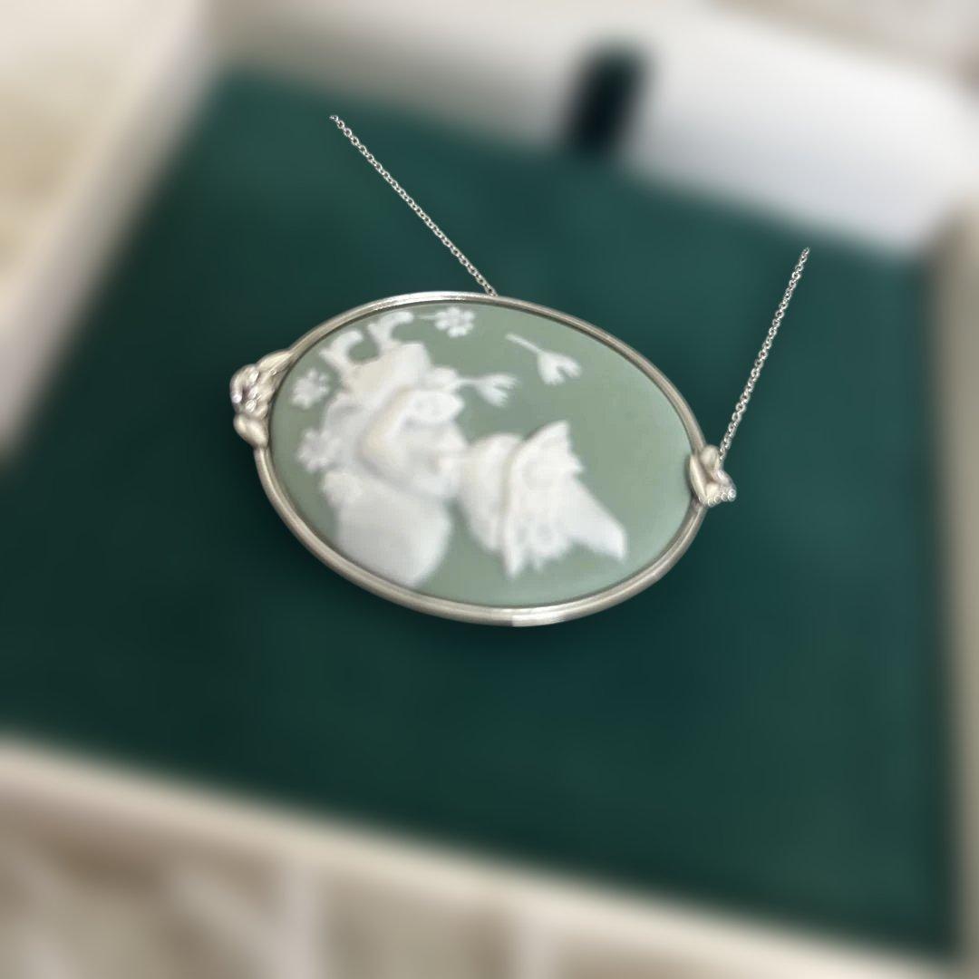 【未使用】スナフキン　磁気カメオペンダント　しあわせのムーミン谷　ダイヤモンド