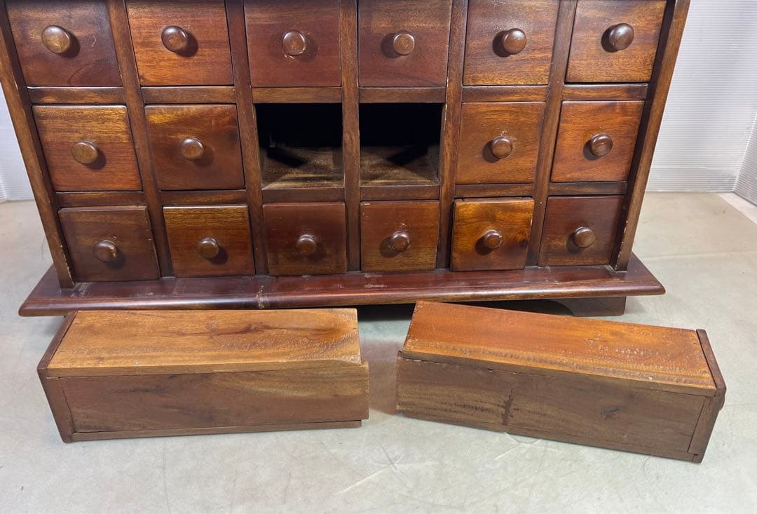 薬箱 アンティーク ヴィンテージ キャビネット3段 収納 引き出し 和風チェスト