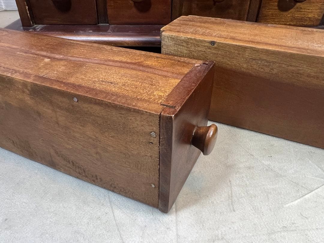 薬箱 アンティーク ヴィンテージ キャビネット3段 収納 引き出し 和風チェスト