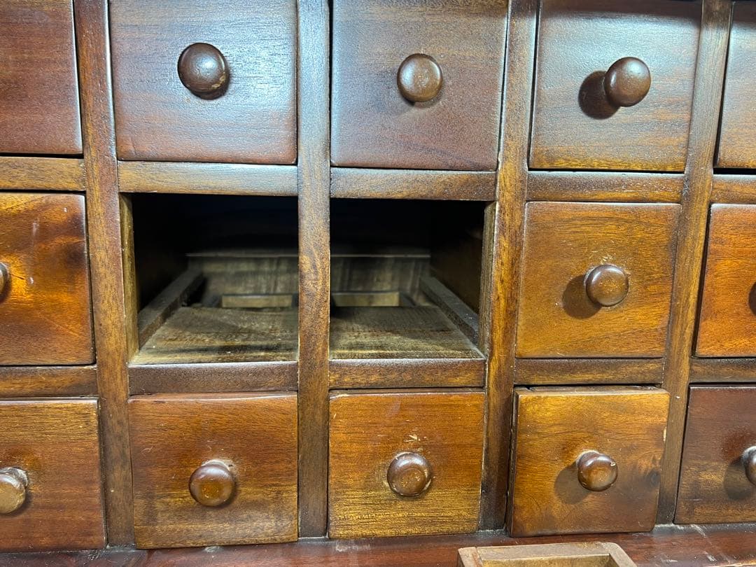 薬箱 アンティーク ヴィンテージ キャビネット3段 収納 引き出し 和風チェスト