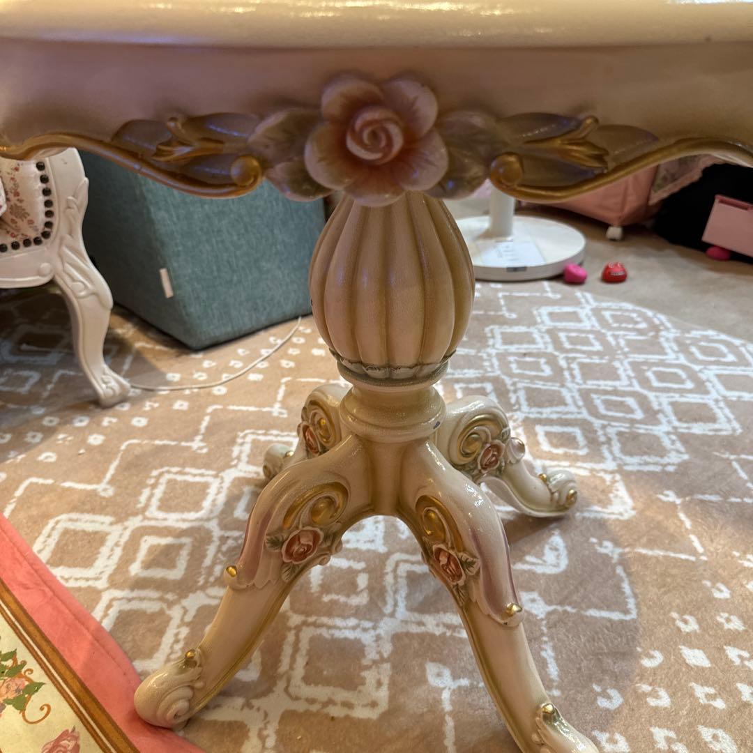 ロココ調 ラブテーブル白 ホワイト姫家具mayumiyamazaki777