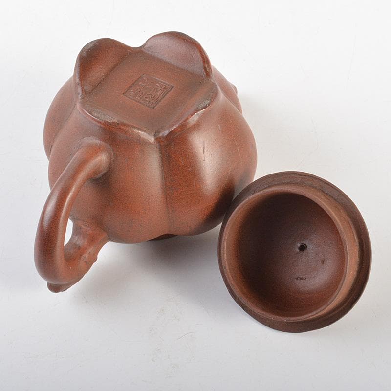 中国　 時大彬製　紫砂　朱泥　神獣持手　急須　茶壷　N　6696