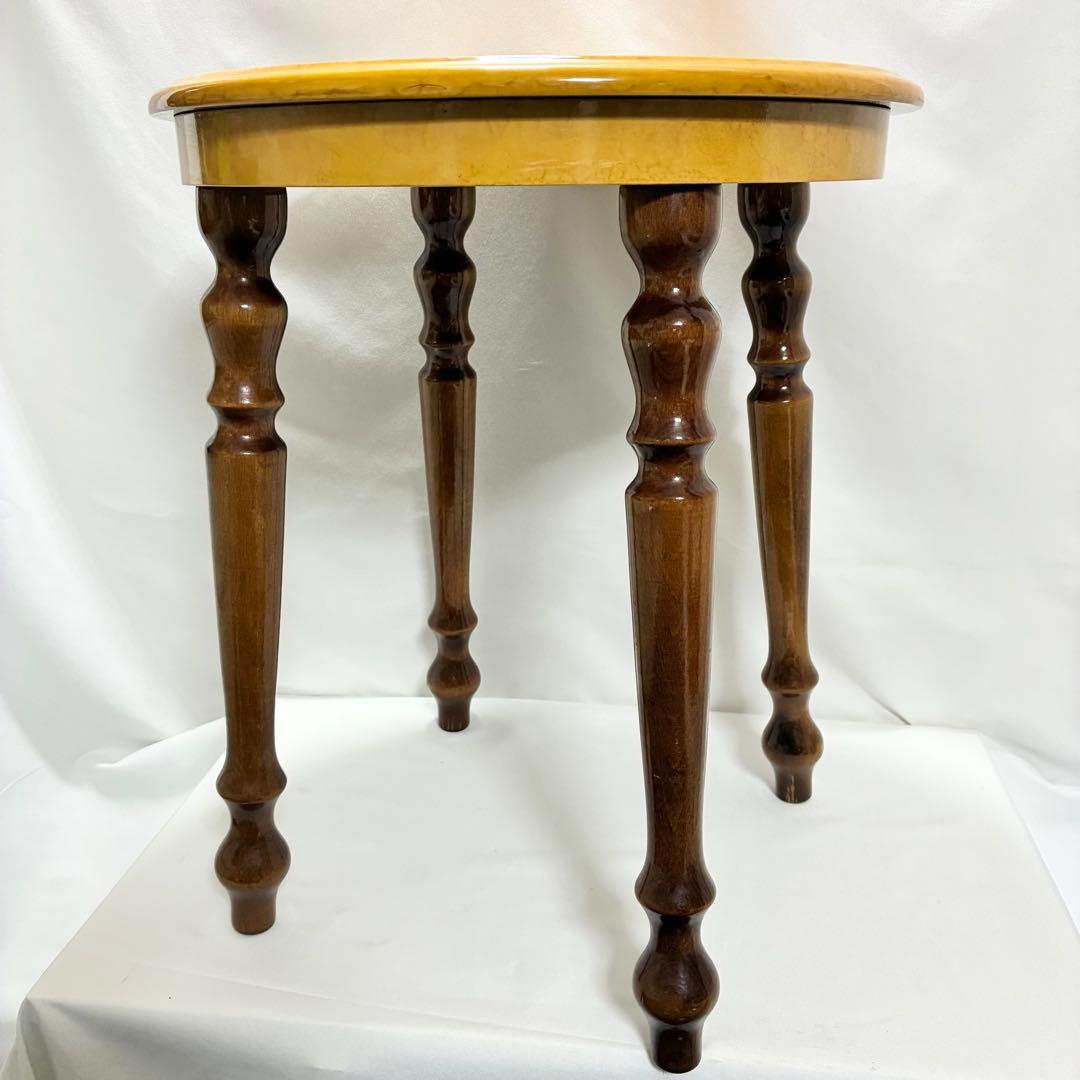 イタリア製 象嵌細工 サイドテーブル ヴィンテージ 艶あり 花柄