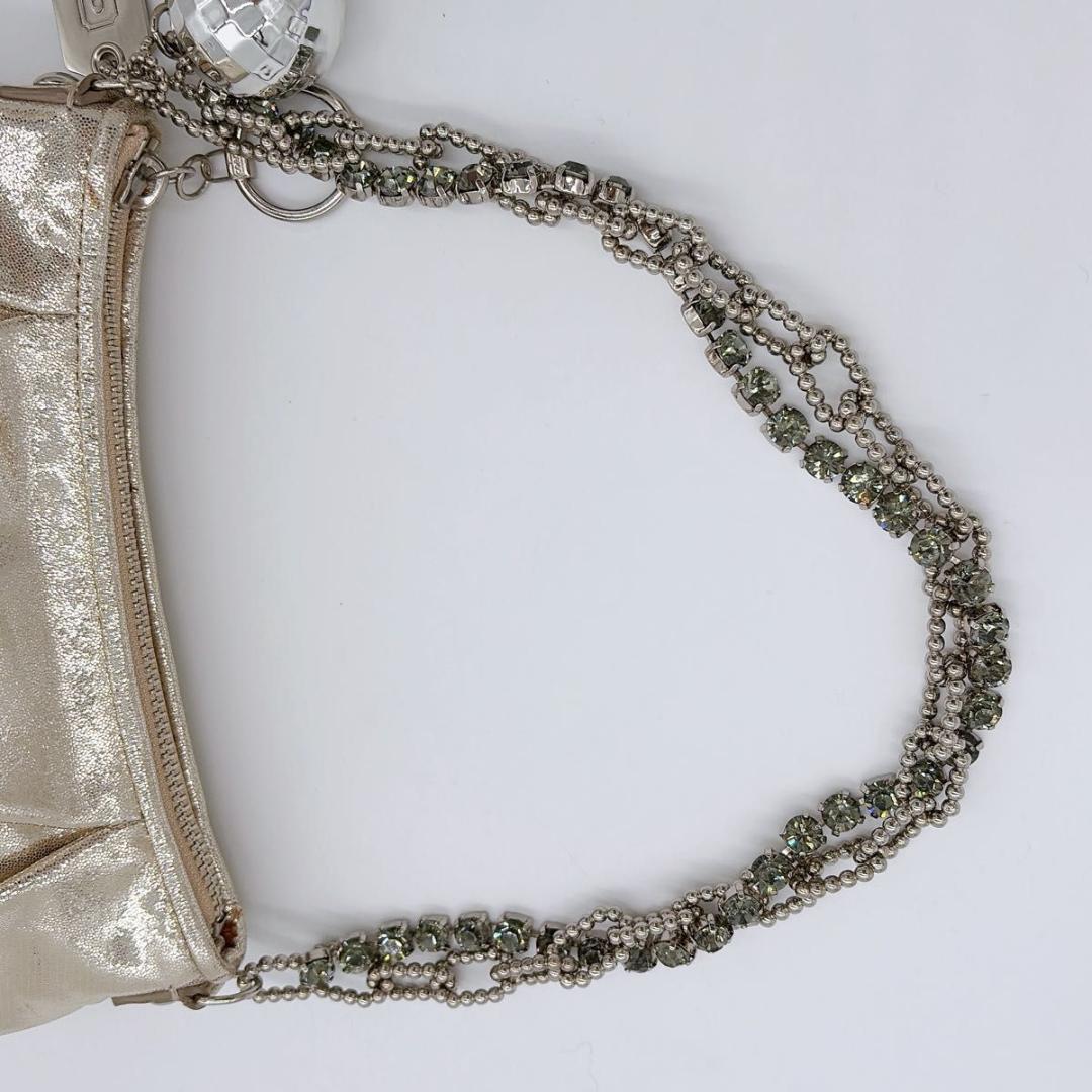 COACH コーチ アクセサリーポーチ ワンショルダー ビジューチェーン ラメ