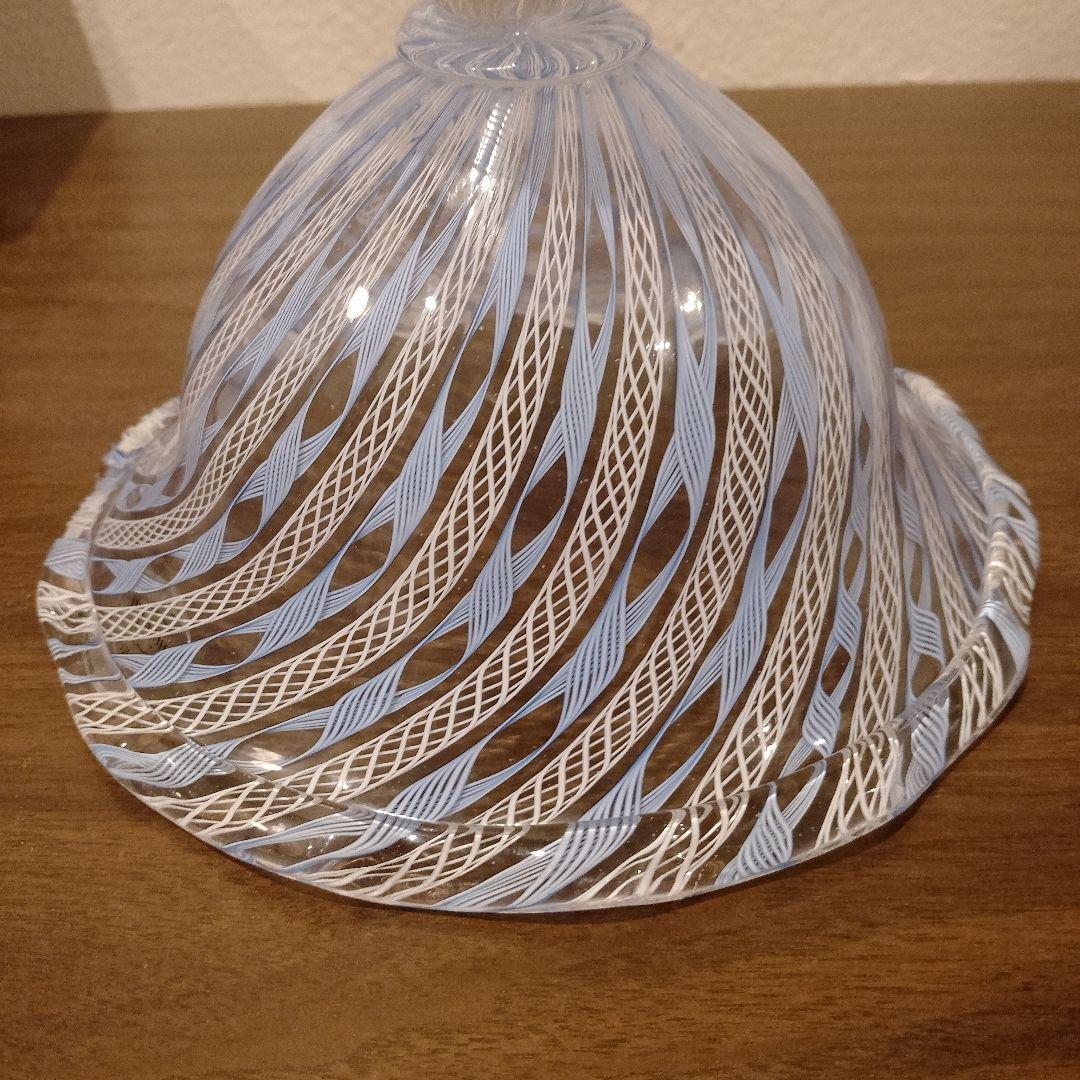 ベネチアンガラス　ムラノ　MURANO　コンポート　水色　レース　インテリア