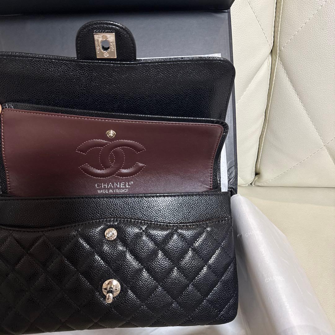 ノベルティCHANEL チェーン フラップバッグ キャビアスキン 2way