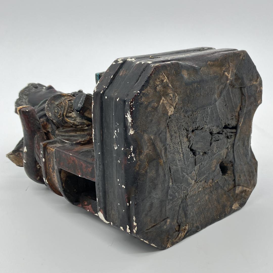 【中国美術】木彫 　精密細工 　時代物　 唐物　木彫乾漆　武財神　 古玩