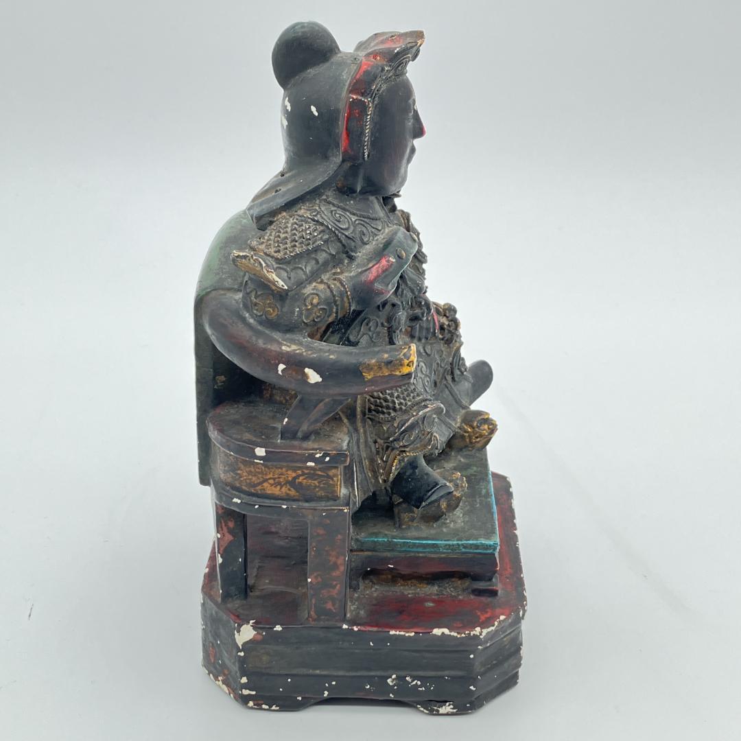 【中国美術】木彫 　精密細工 　時代物　 唐物　木彫乾漆　武財神　 古玩