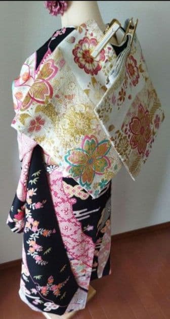 431.クロミちゃんみたいな振袖7点セット 正絹　フルセット　成人式