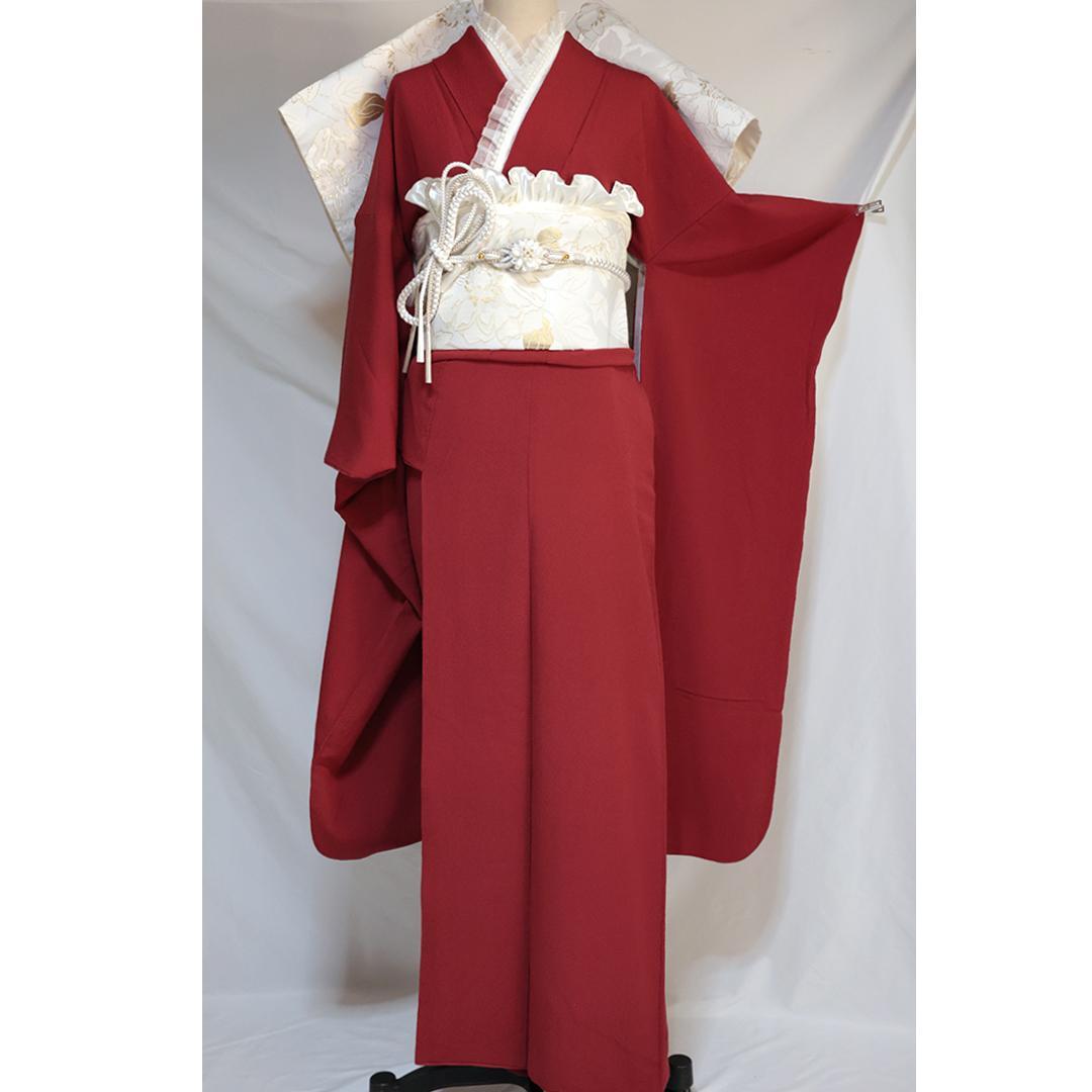 難あり■赤系無地振袖■単品 丈157cm 正絹 前撮り成人式MN37